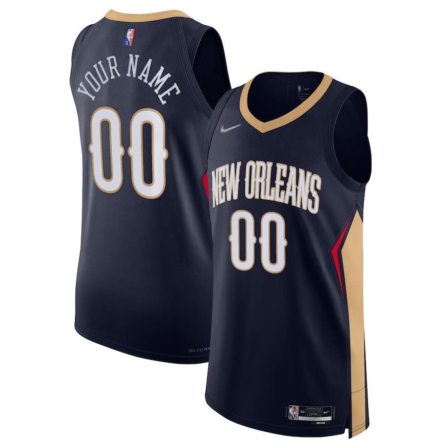 Men New Orleans Pelicans Nike Navy Icon Edition 2021-22 Diamond Swingman Authentic Custom NBA Jersey